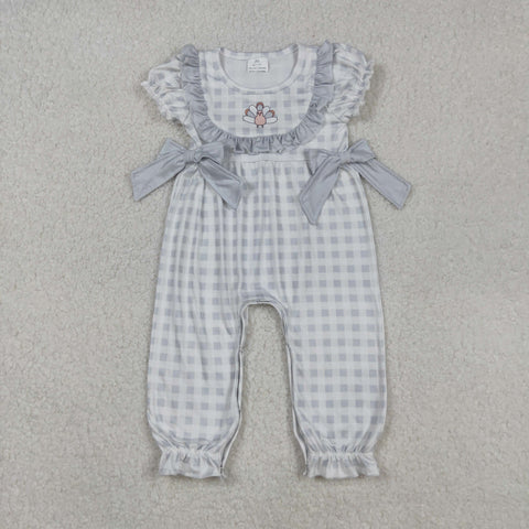 SR1970 Thanksgiving Turkey Baby Girl Romper