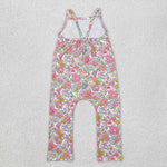 SR1982 Flower Pink Suspender Girl's Jumpsuit