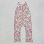 SR1982 Flower Pink Suspender Girl's Jumpsuit