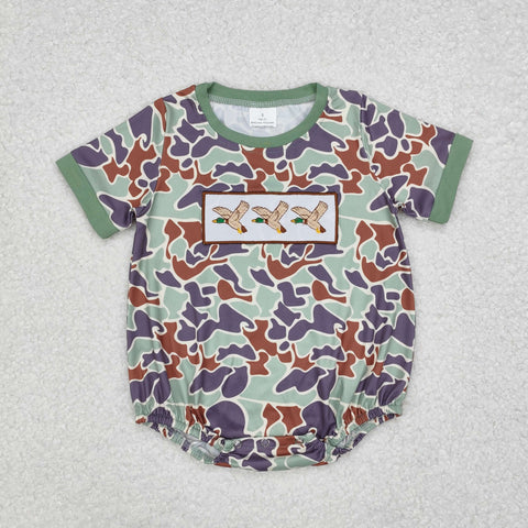 SR2011 Embroidery Mallard Ducks Camo Baby Boy Bubble Romper