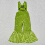 SR2013 Embroidery Christmas Green Animal Velvet Girl's Jumpsuit