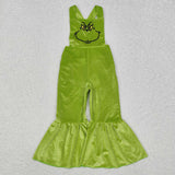 SR2013 Embroidery Christmas Green Animal Velvet Girl's Jumpsuit