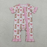 SR2020 Easter Rabbit Bows Baby Zipper Romper Sleepers