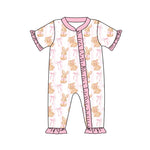 Preorder Notice SR2021 Easter Rabbit Bows Pink Baby Zipper Romper Sleepers