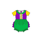 Preorder Notice SR2035 Mardi Gras Green Purple Baby Girl Romper