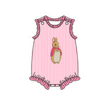 Preorder Notice SR2041 Easter Rabbit Pink Stripe Baby Girl Romper