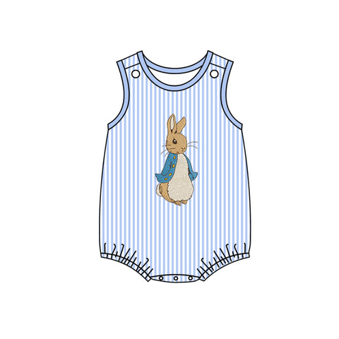 Preorder Notice SR2042 Easter Rabbit Pink Stripe Baby Boy Romper