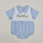 SR2071 Embroidery Mallard Ducks Baby Bubble Romper