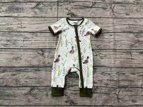 Preorder SR2086 Mallard Ducks Green Baby Zipper Romper Sleepers