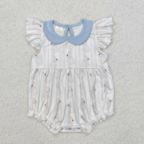 SR2132 Easter Rabbit Blue Baby Girl Romper