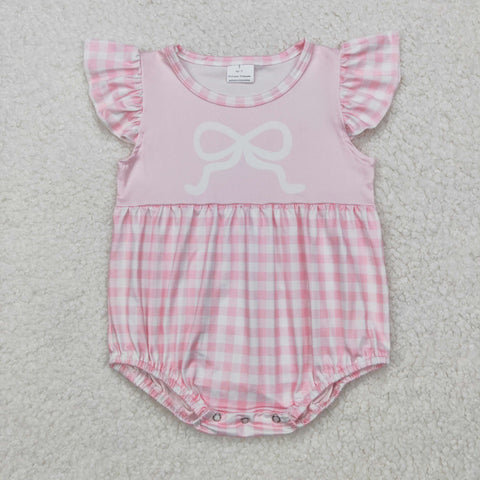 SR2135 Bows Pink Baby Girl Romper