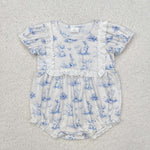 SR2143 Easter Rabbit Blue Baby Girl Romper