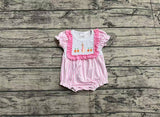 Preorder SR2144 Embroidery Easter Cartoon Rabbit Carrot Baby Girl Romper