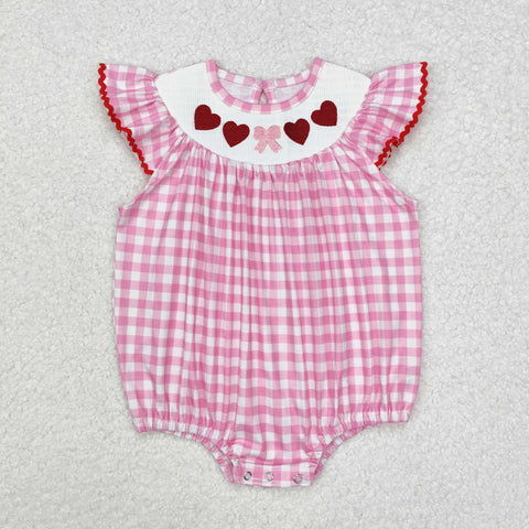 SR2214 Valentine's Day Love Smocked Baby Girl Bubble Romper