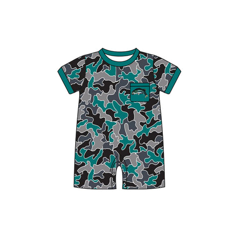 Preorder 12.01 SR2240 Hunting Fish Camo Green Baby Boys Romper