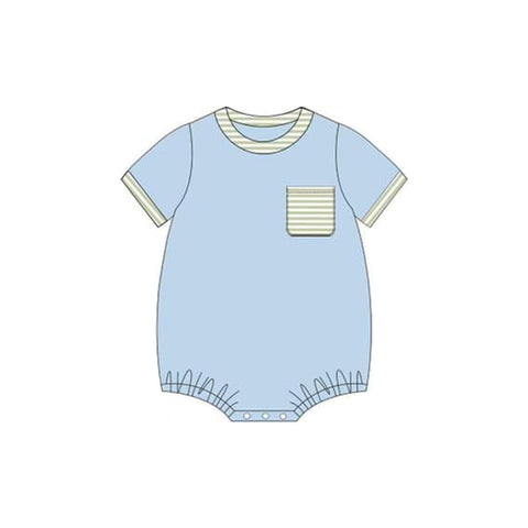 Preorder 12.05 SR2255 Blue Stripe Baby Boys Romper