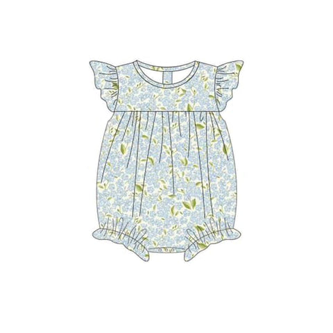 Preorder 12.05 SR2256 Blue Flower Baby Girls Romper