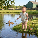 SR2257 Mallard Ducks Green Baby Girls Romper