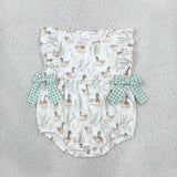 SR2257 Mallard Ducks Green Baby Girls Romper