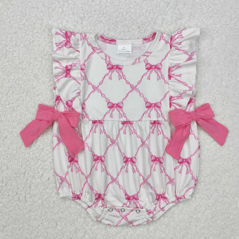 SR2269 Bows Pink Baby Girls Romper