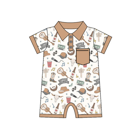 Preorder 12.06 SR2272 Western Cowboy Baby Boys Romper