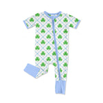 Preorder 12.06 SR2274 St. Patrick Leaf Shamrock Baby Zipper Romper Sleepers