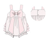 Preorder SR2280 Pink Plaid Bow Baby Girls Romper