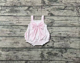 Preorder SR2280 Pink Plaid Bow Baby Girls Romper