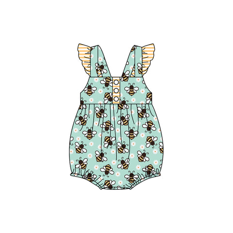 Preorder 12.09 SR2285 Bee Flower Baby Girls Romper