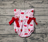 Preorder SR2295 Strawberry Cherry Bows Baby Girls Romper