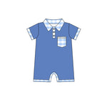 Preorder 12.10 SR2297 Blue Plaid Baby Boys Romper