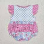 SR2298 Flower Bows Pink Baby Girls Romper