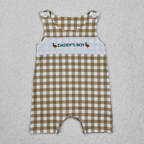 SR2303 Embroidery Daddy's Boy Mallard Ducks Baby Boys Romper