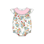 Preorder 12.10 SR2305 Flower Pink Baby Girls Romper