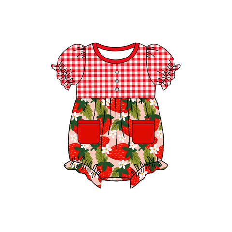 Preorder 12.11 SR2307 Strawberry Red Baby Girls Romper