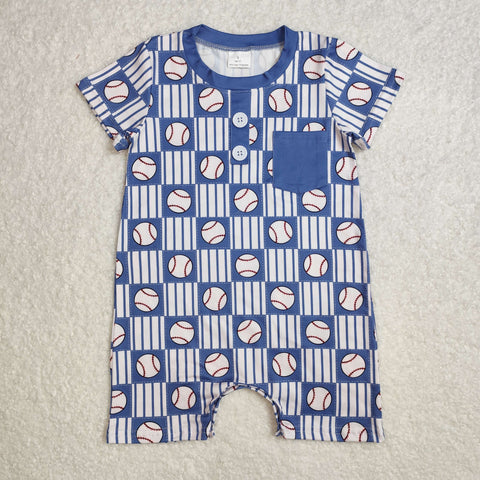 SR2313 Baseball Blue Baby Boys Romper