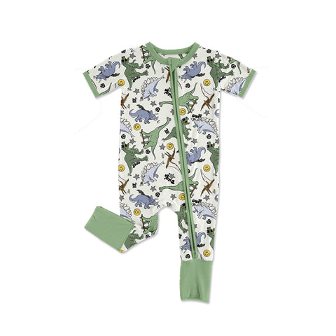 Preorder 12.13 SR2314 Dinosaur Green Baby Zipper Romper Sleepers