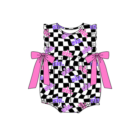 Preorder 12.13 SR2316 Sis. Plaid Pink Baby Girls Romper