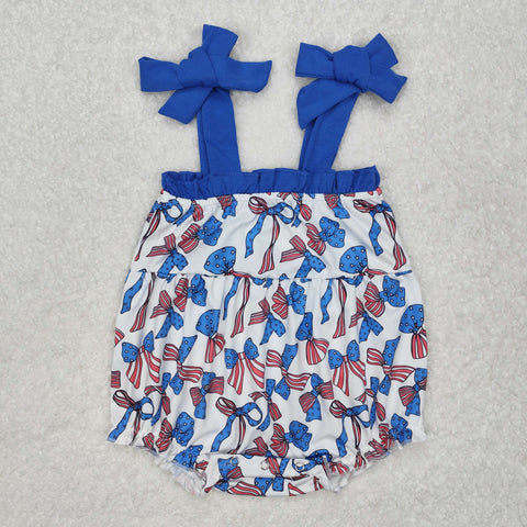 SR2318 July 4th Bows Baby Girls Romper