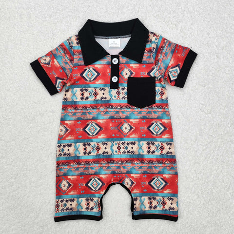 SR2320 Western Black Baby Boys Romper