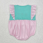 SR2326 Embroidery Ballet Shoes Pink Stripe Baby Girls Romper