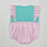 SR2326 Embroidery Ballet Shoes Pink Stripe Baby Girls Romper