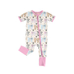 Preorder 12.19 SR2351 Cartoon Bows Blue Dog Baby Zipper Romper Sleepers