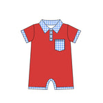 Preorder 12.20 SR2352 July 4th Flag Red Blue Baby Boys Romper