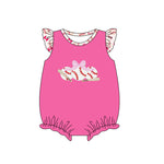 Preorder 12.20 SR2354 Baseball Bows Pink Baby Girls Romper