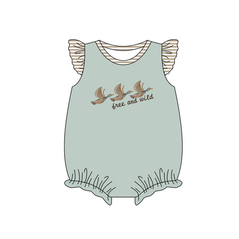 Preorder 12.20 SR2357 Free and wild Mallard Ducks Baby Girls Romper