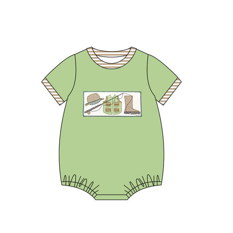 Preorder 12.20 SR2360 Fishing Green Baby Boys Romper