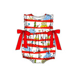 Preorder 12.20 SR2363 Cat in the hat Reading Red Baby Girls Romper