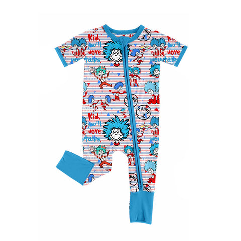 Preorder 12.20 SR2367 Friends Reading Blue Baby Zipper Romper Sleepers