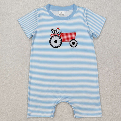 SR2406 Embroidery Chick Truck Baby Boys Romper